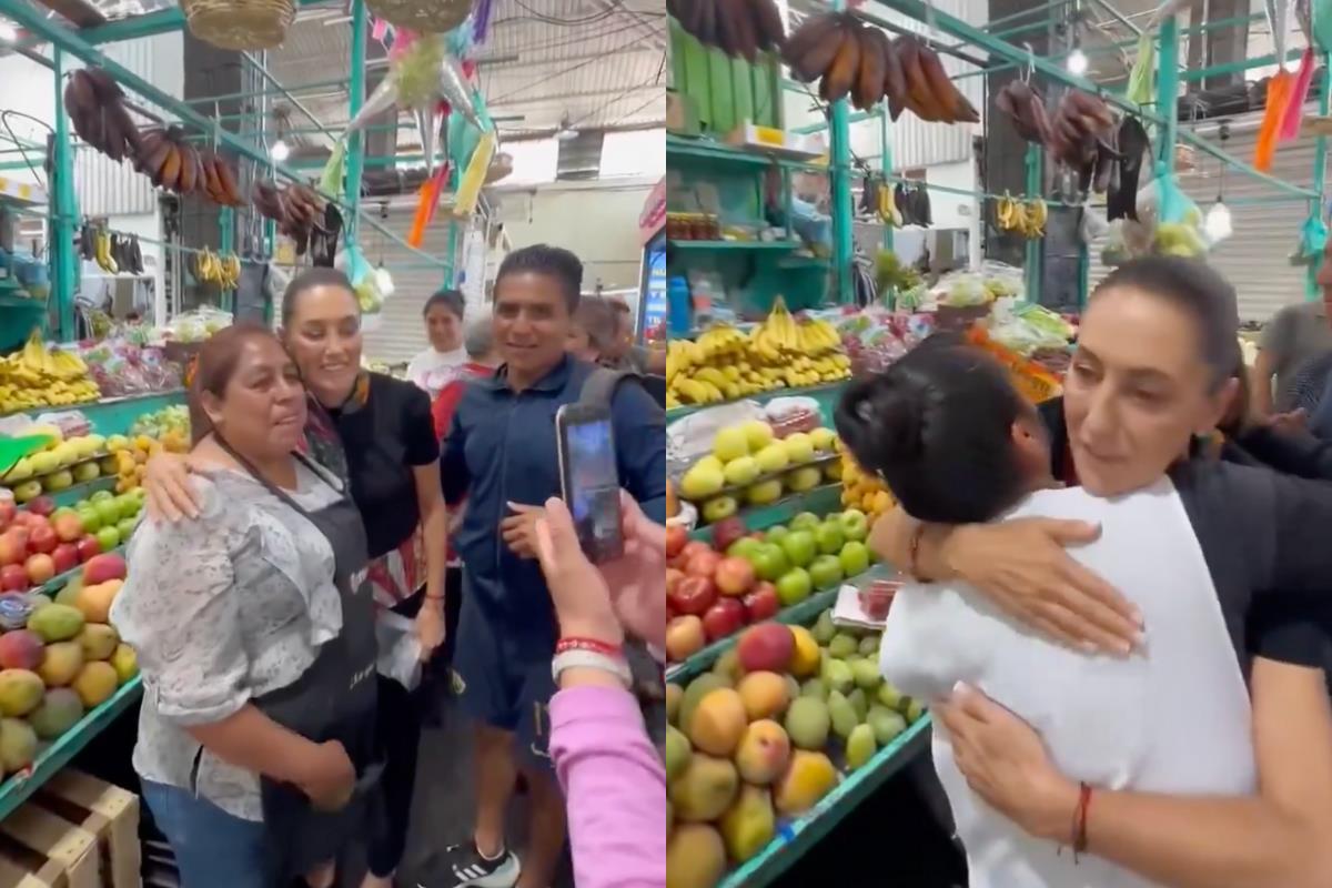 Sheinbaum en mercado La Paz. Foto: SS de @Claudiashein