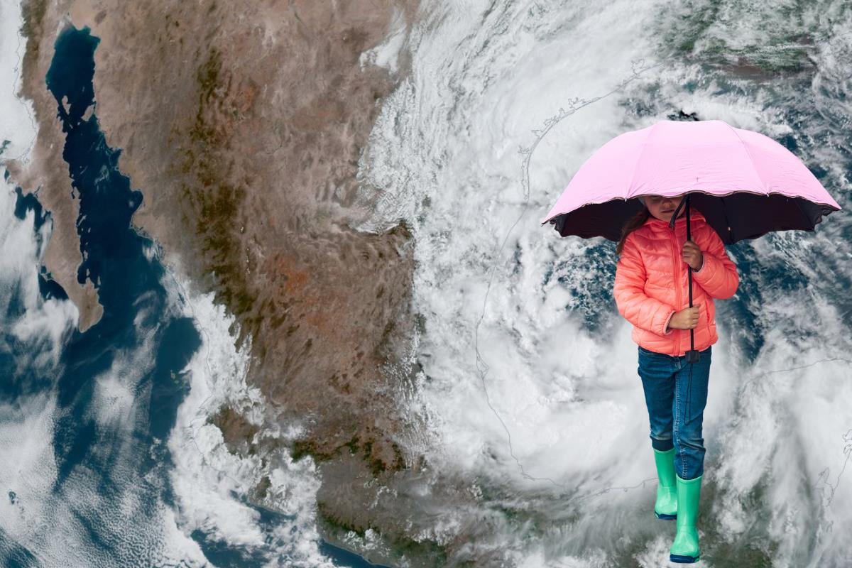 Tormenta tropical Alberto, persona con paraguas. Foto: @webcamsdemexico