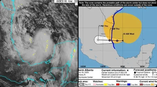 Se está desplazando a 15 kilómetros por hora, pero debido a las condiciones medias de la atmósfera.