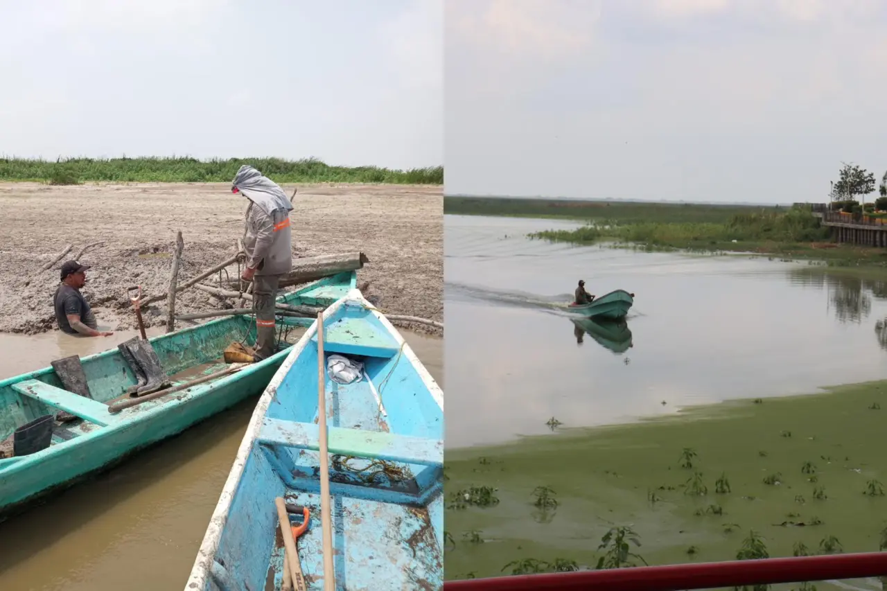 Antes y depués de la Laguna del Champayan Altamira.