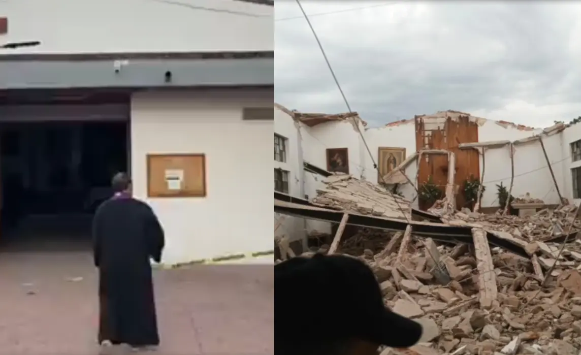 Se desploma la iglesia de San José de los Obreros en Tala, Jalisco. Foto: Captura de X: @REDTNJalisco