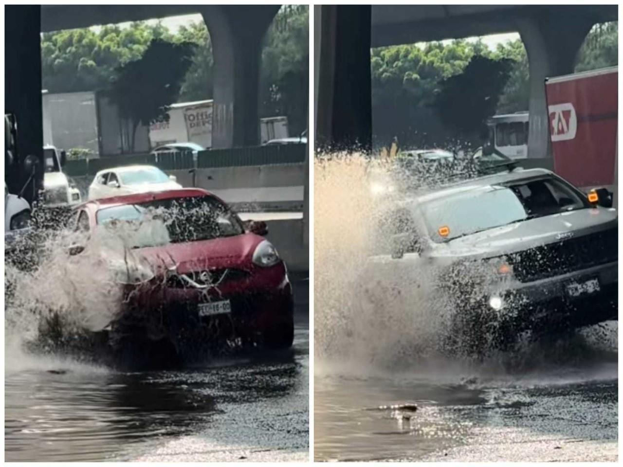 Los automovilistas que circulaban por la Ciudad de México quedaron impactados al ver cómo varios vehículos caían en este enorme bache. Foto: Tiktok.