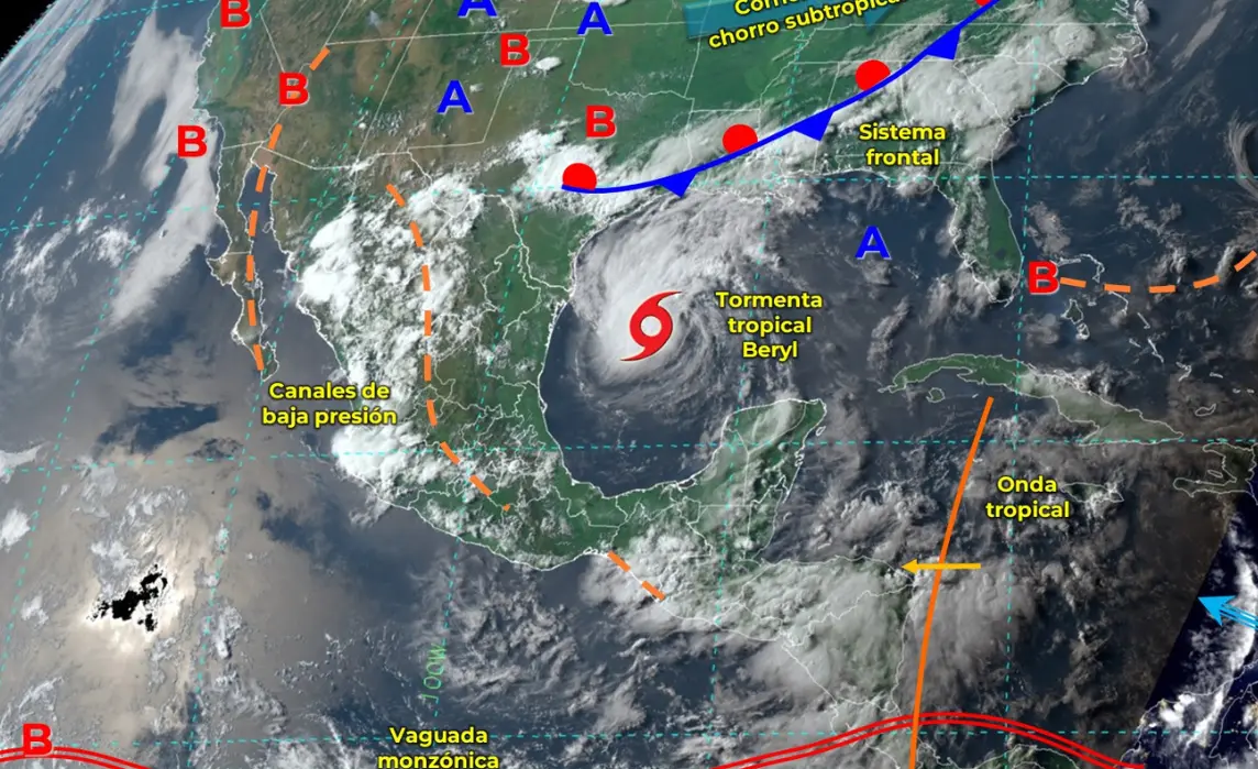 Trayectoria tormenta tropical Beryl. Foto: CONAGUA