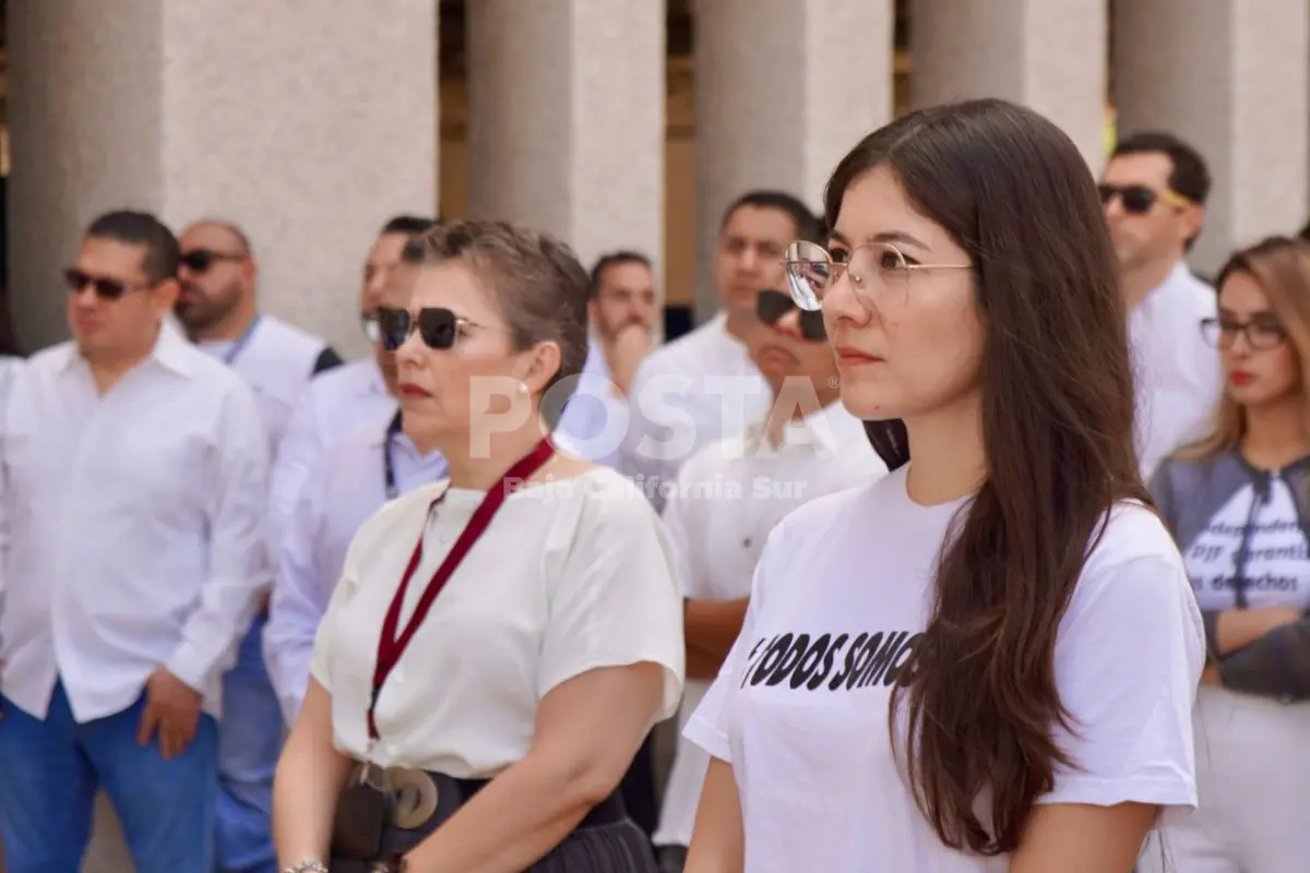 Trabajadores advierten peligros sobre la reforma al Poder Judicial. Foto: Joel Cosio / POSTA BCS