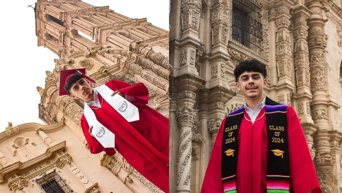 Christian posando con su túnica de graduado en Saltillo. (Fotografías: Luzzangel Home)