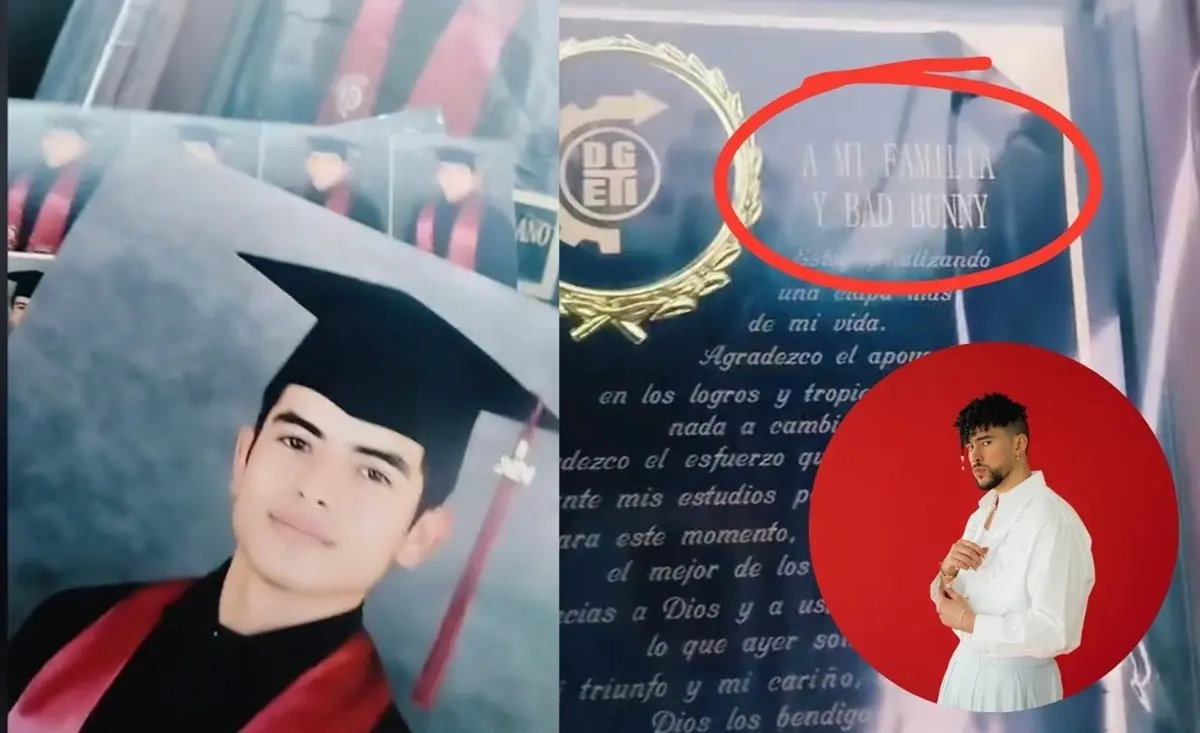 Alumno agradece a Bad Bunny en su dedicatoria de graduación. Foto: Especial