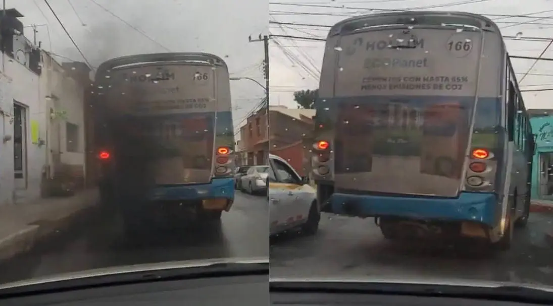 Imágenes de un autobús de la ruta 2B soltando grandes cantidades de humo. (Fotografía: X)