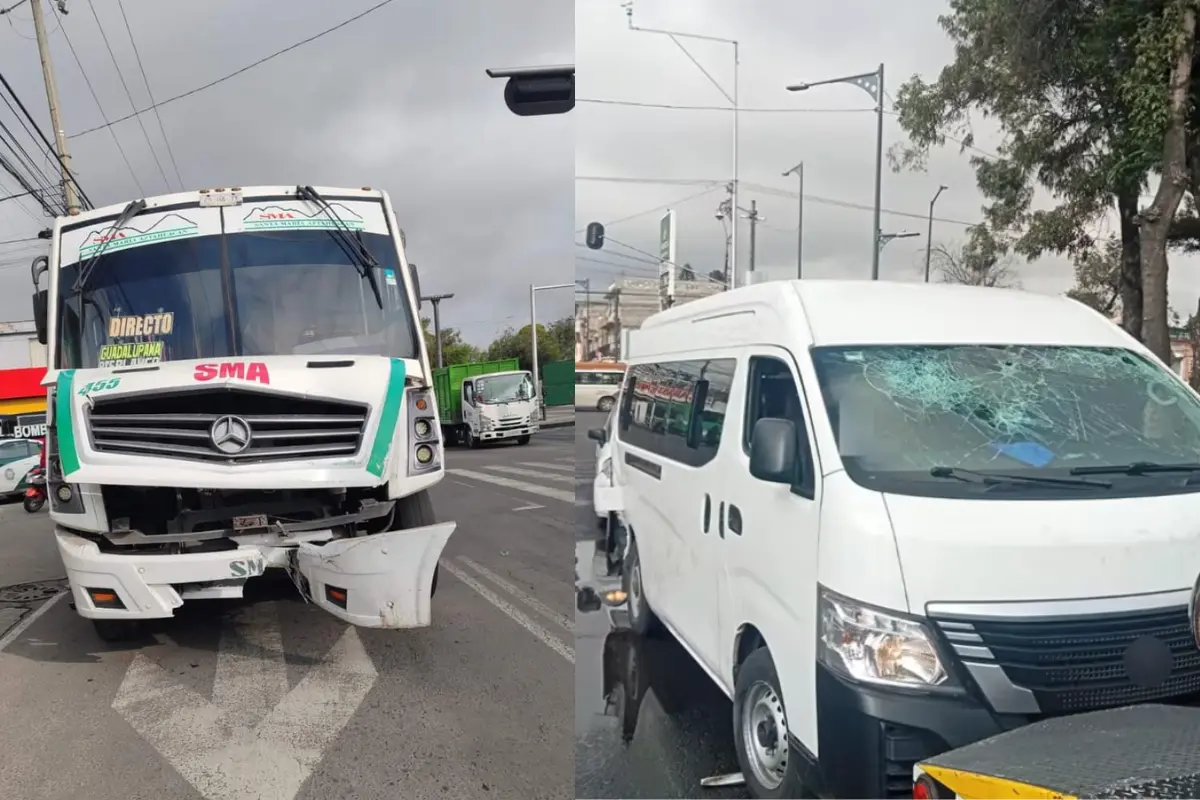 Camión y combi afectados por choque en Zaragoza. Foto: @ActivaReporte y @SSC