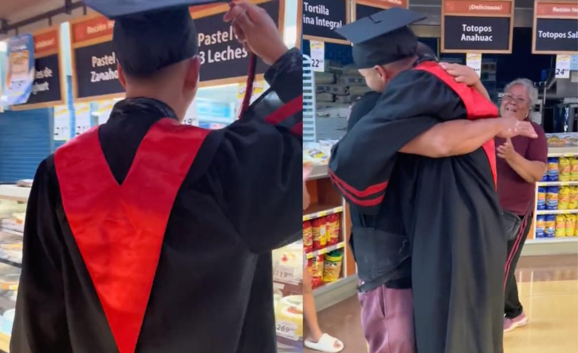 Joven graduado sorprende a su papá. Foto: Captura pantalla Tiktok: @Gallardo Kenay