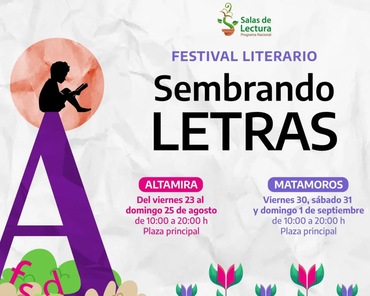 El ITCA invita al Festival de arte Sembrando Letras, que se llevará a cabo en la Plaza principal de Altamira del 23 al 25 de agosto. Foto: ITCA