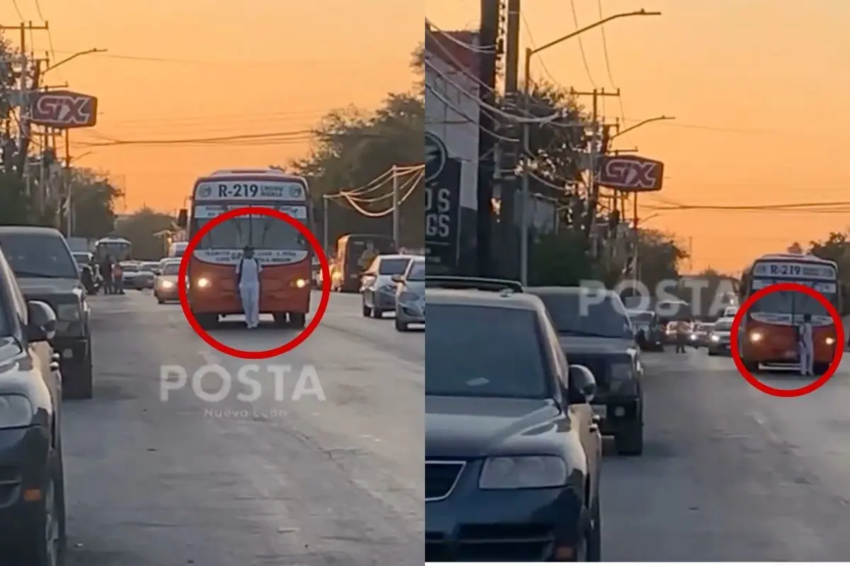 Joven tratando de detener camión de la ruta 219. Foto: Especial