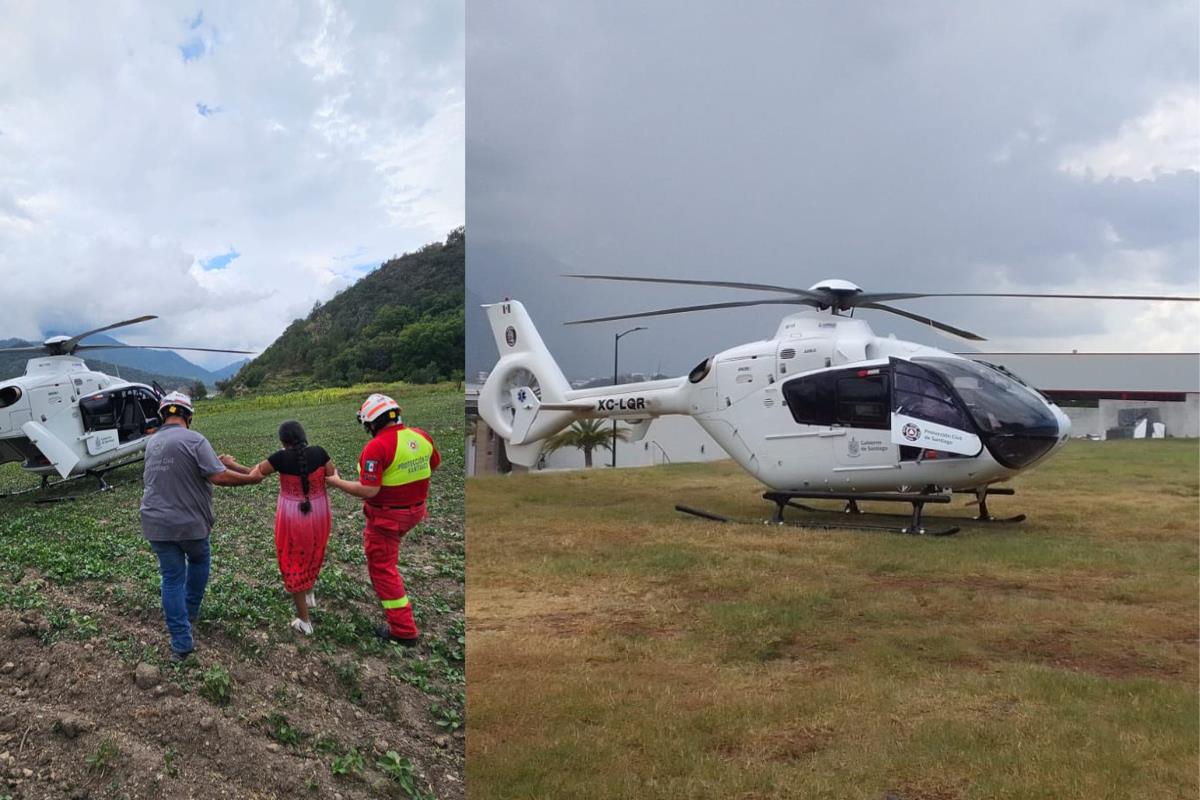 PC Santiago realiza traslado en helicóptero de mujer con embarazo de alto riesgo. Foto: Gobierno de Santiago