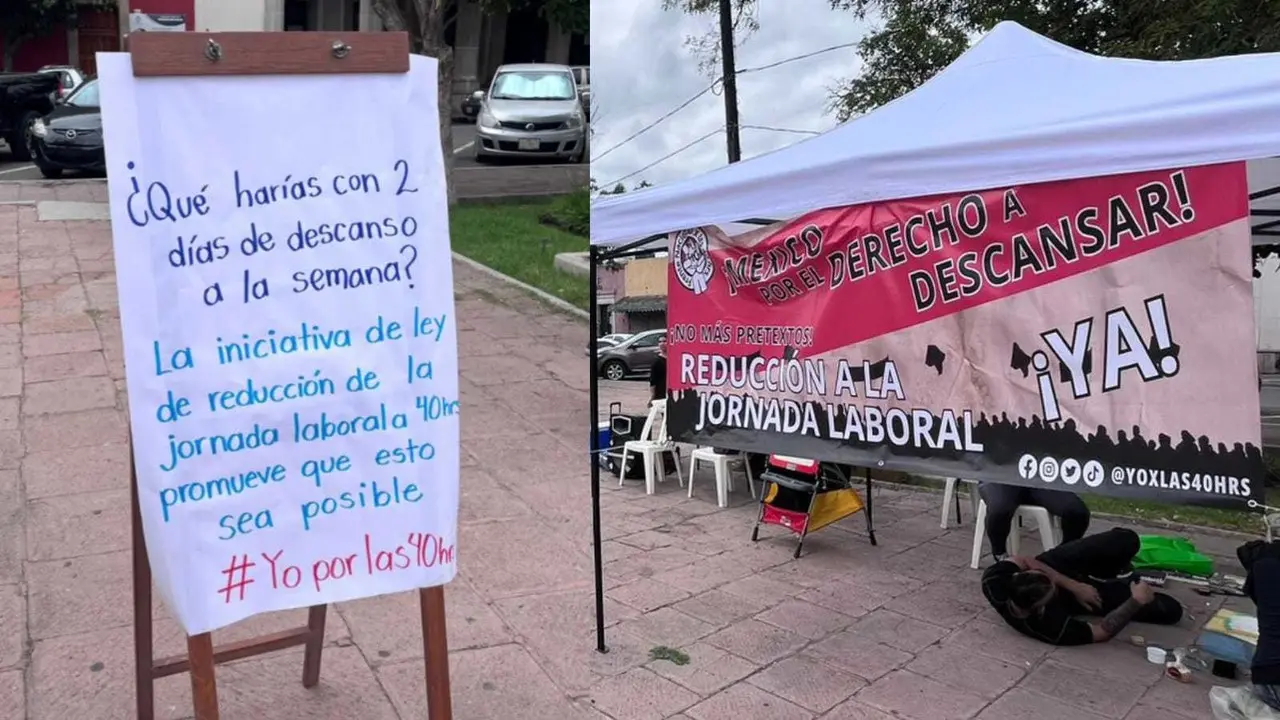 La mañana de este domingo 1 de septiembre sobre la explanada de la Plaza IV Centenario ciudadanos duranguenses se dieron cita para exigir se retome la iniciativa que habla sobre la reducción de la jornada laboral de 48 a 40 horas semanales. Fotos y video: 