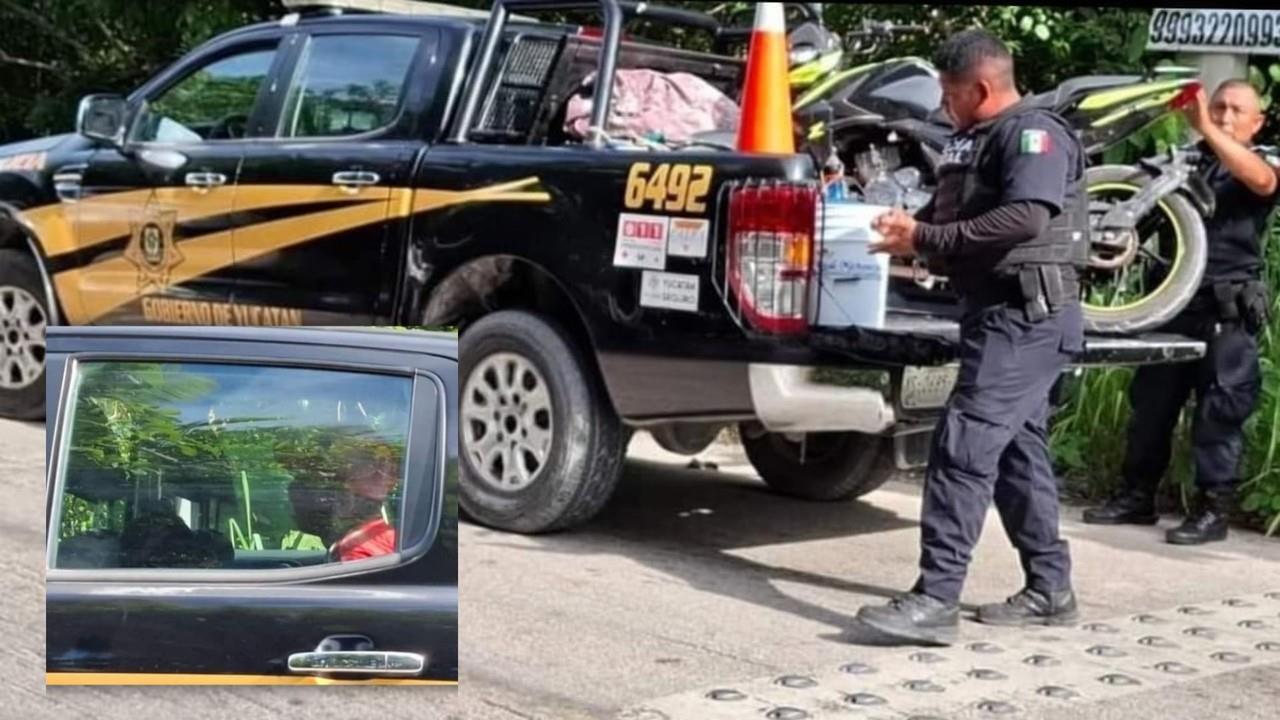 Policías Estatales aseguraron a los dos sujetos y confiscaron su vehículo Foto: Redes