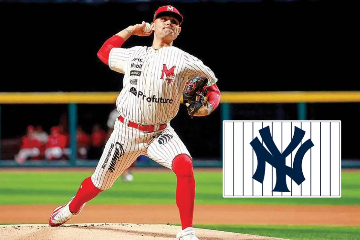 Erick Leal y logo de Los Yankees.    Foto: Especial