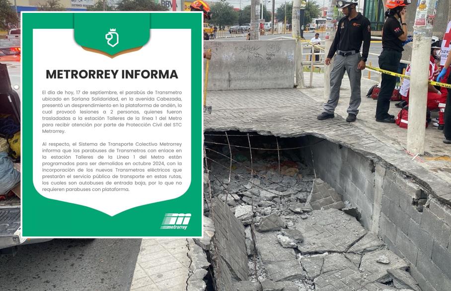 Metrorrey confirma demolición de parabuses. Foto. PCNL y Metrorrey