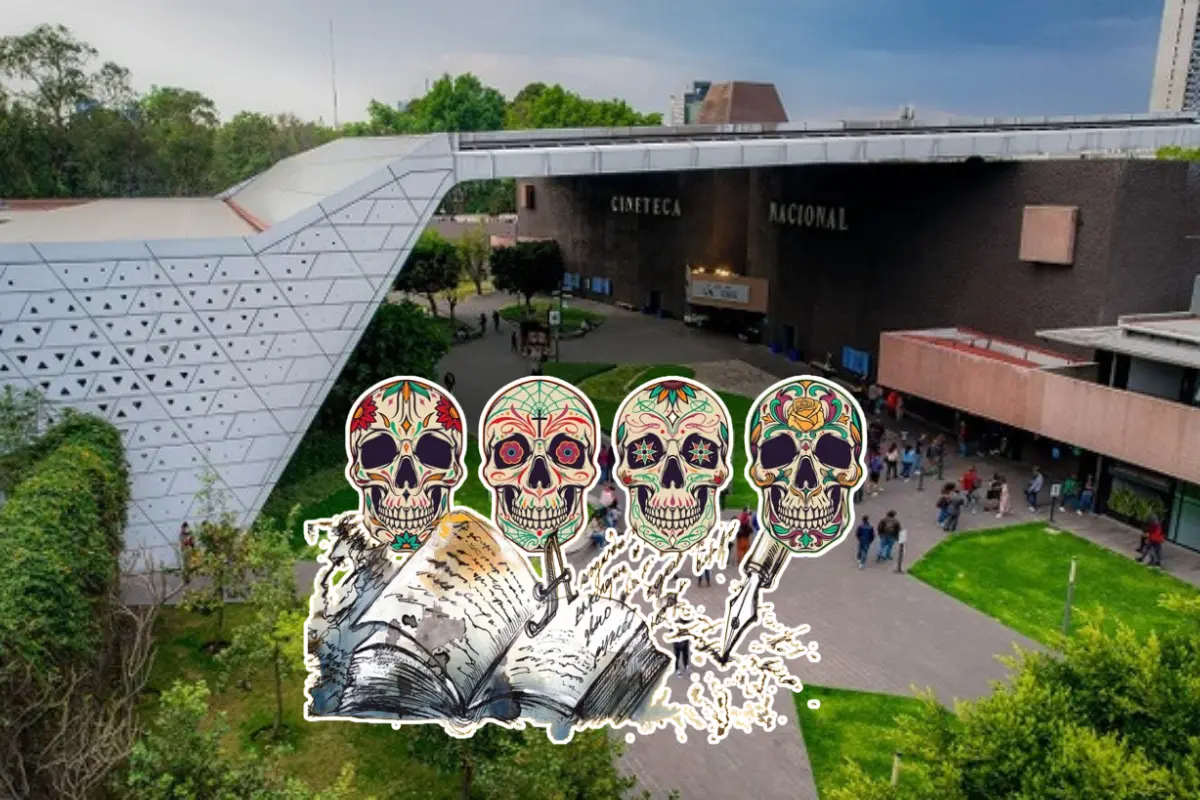 Fachada de la Cineteca Nacional y Calaveritas Literarias.   Foto: Especial