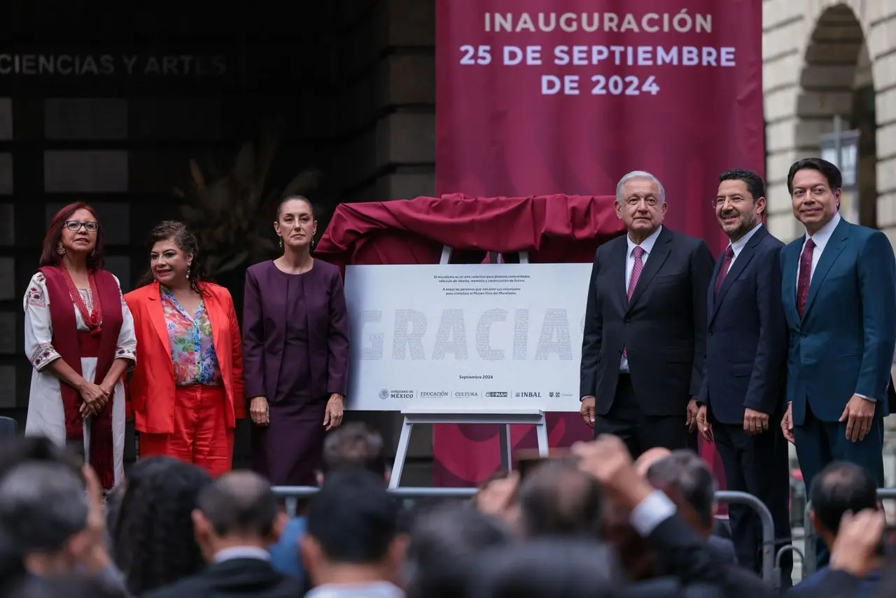 Presidenta Electa de México, Claudia Sheinbaum Pardo acompaña al presidente, Andrés Manuel López Obrador, en la inauguración del Museo Vivo del Muralismo. Foto. Claudia Sheinbaum