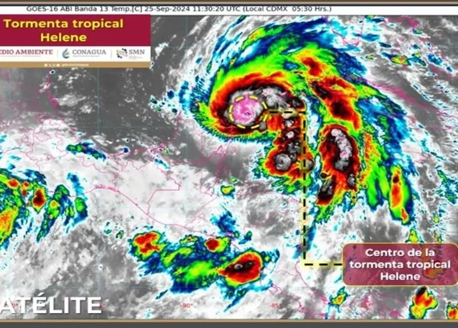 Ojo de la tormenta tropical Helene en Quintana Roo. Foto: Conagua.