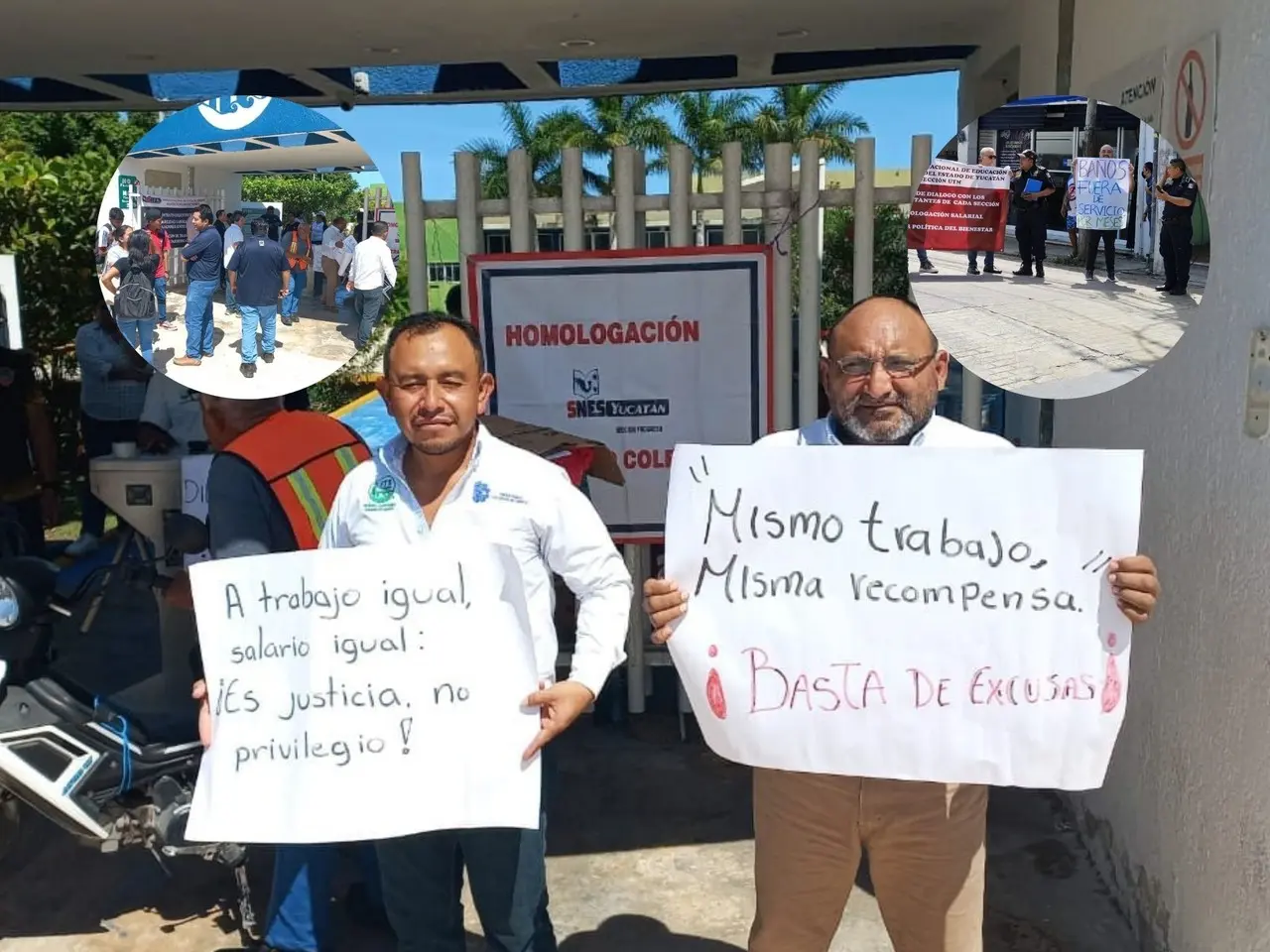 La jornada de este viernes maestros pertenecientes al Sindicato Nacional de Educación Superior (SNES) realizaron una manifestación en los diversos planteles universitarios de Yucatán.- Foto de redes sociales