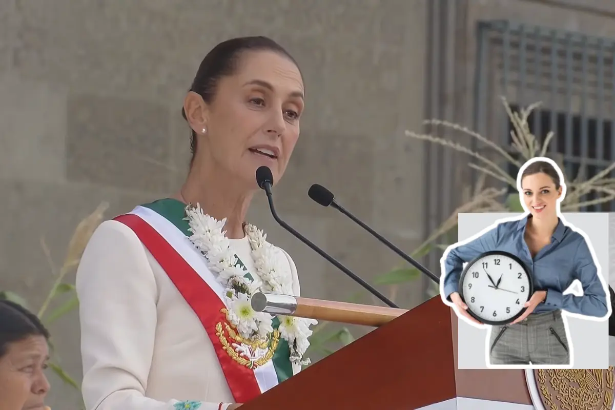 Claudia Sheinbaum en discurso frente al Zócalo.    Foto: Especial