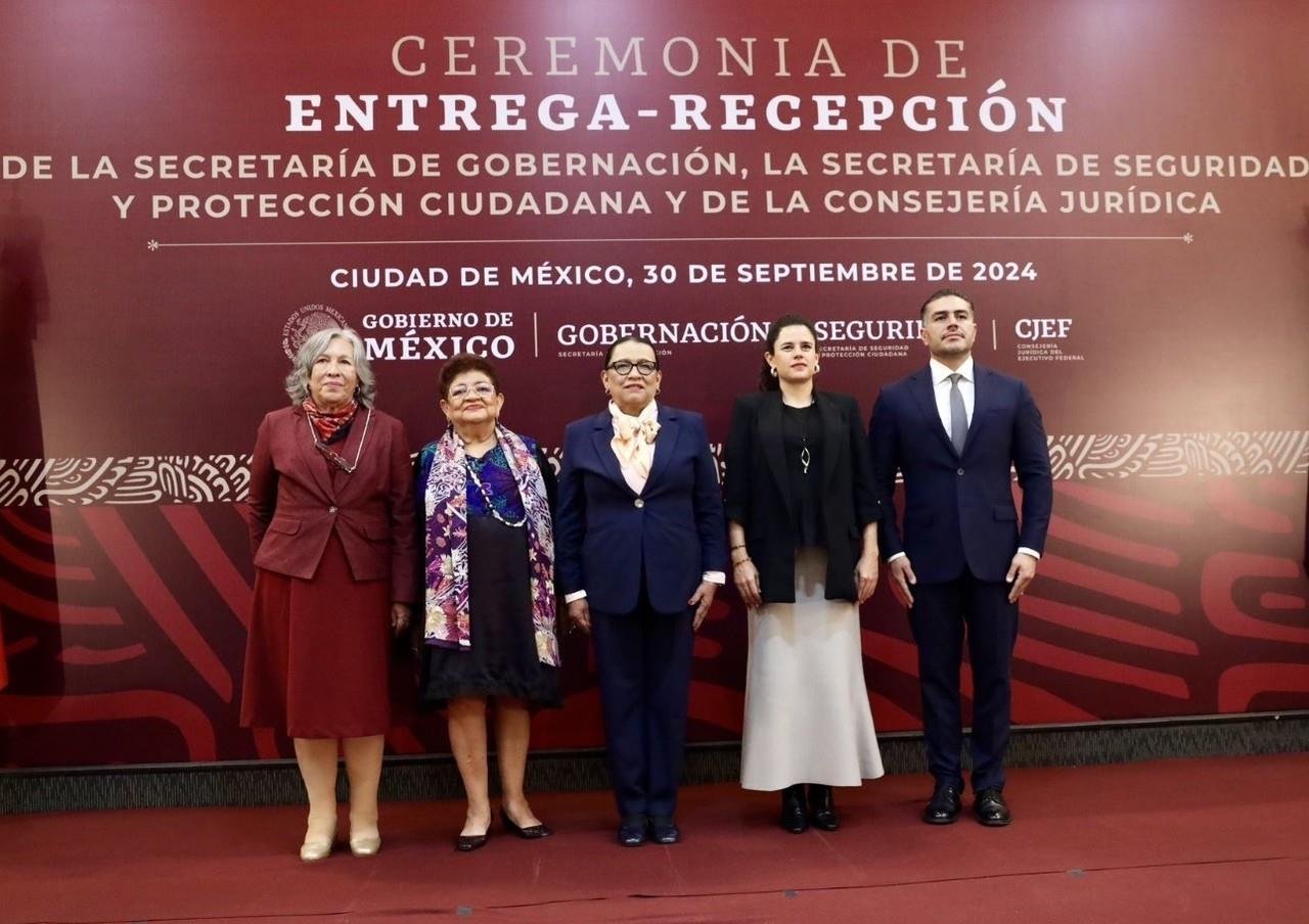 Rosa Icela Rodríguez en su toma de posesión para la Secretaría de Gobernación. Foto: X @rosaicela_