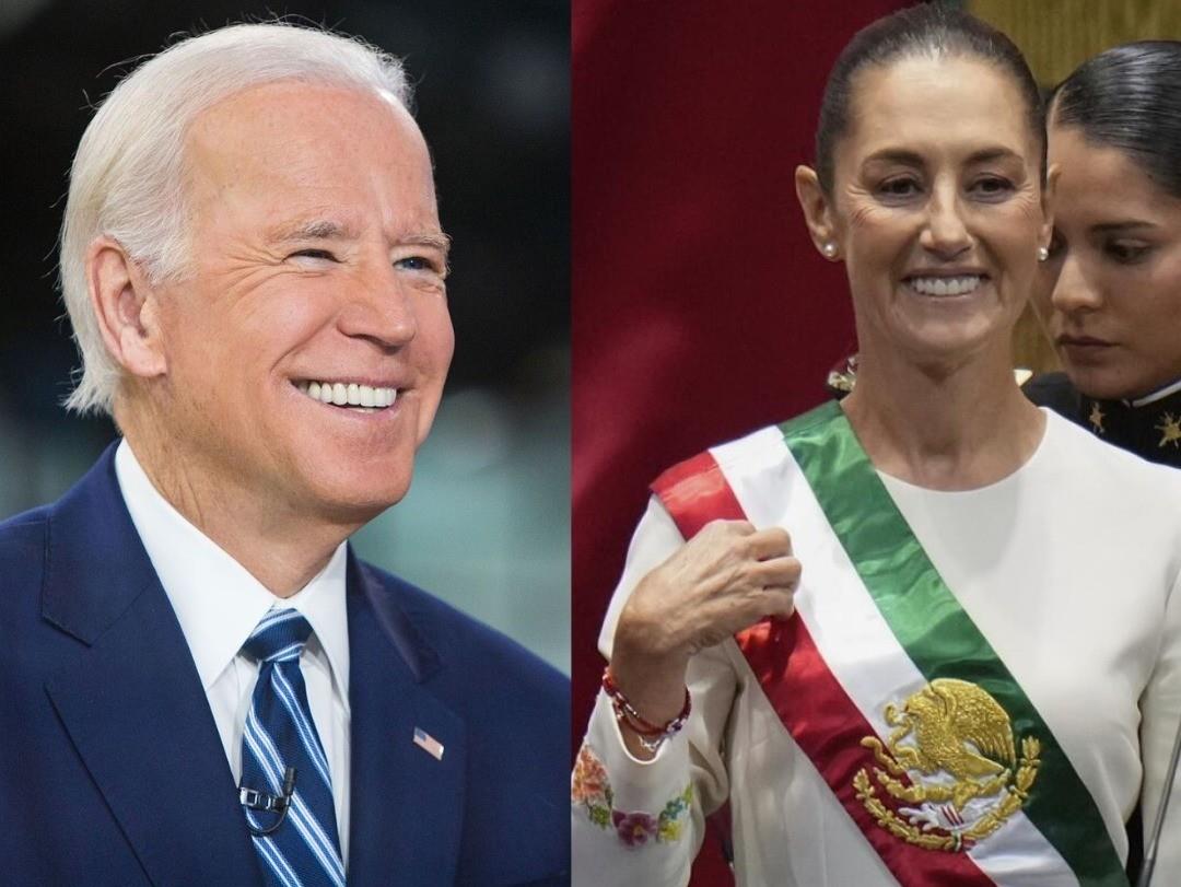 Joe Biden presidente de Estados Unidos y Claudia Sheinbaum presidenta de México. Foto: Canva - People - Los Ángeles Times