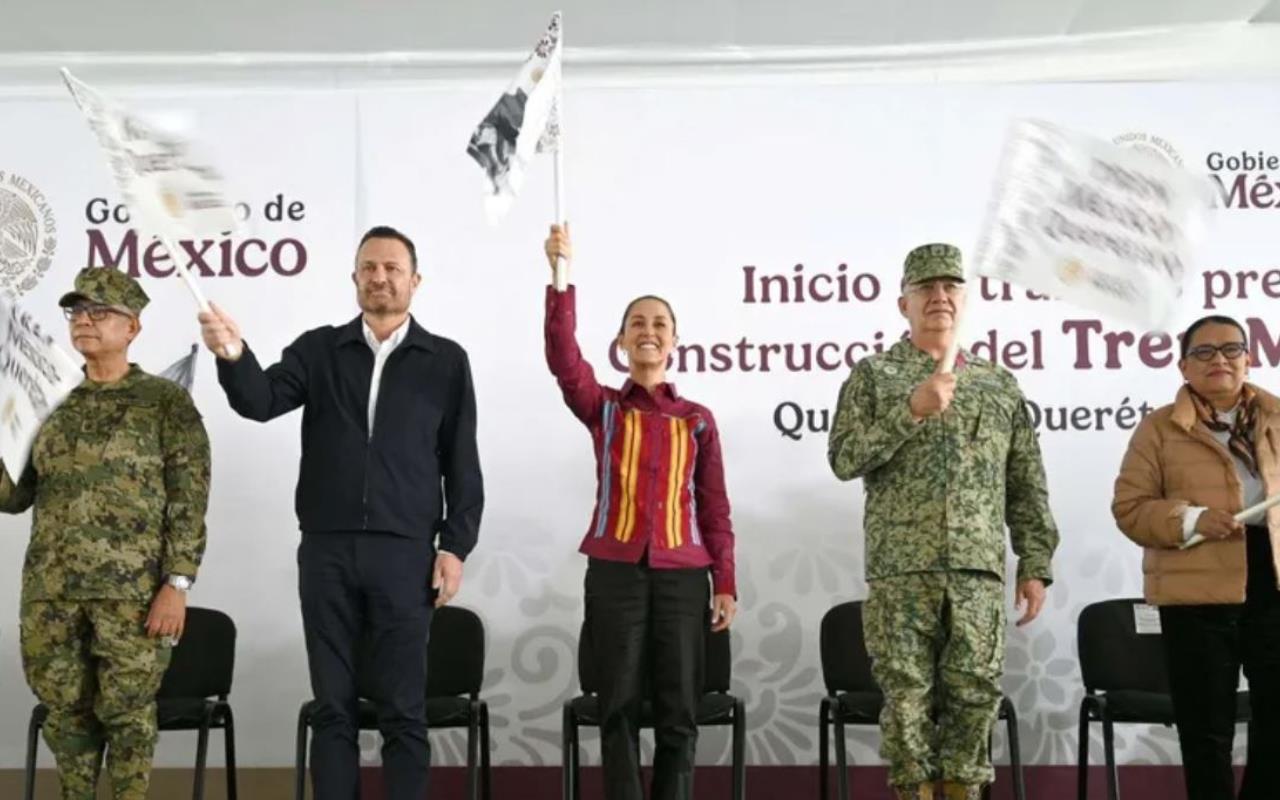 La presidenta de México da banderazo de inicio al proyecto del tren México - Querétaro. Foto: Perla Herrera