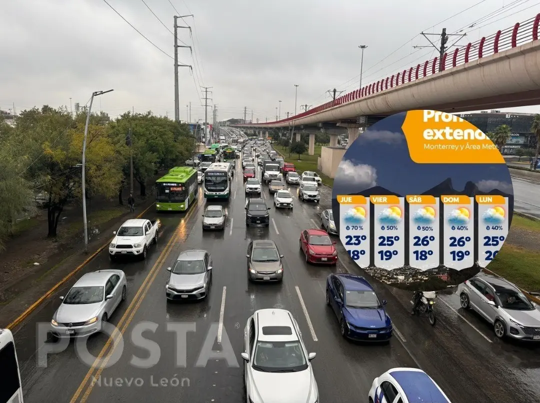 Carga vial en avenida Universidad en San Nicolás de los Garza por las lluvias. Foto: POSTA MX - Protección Civil Nuevo León