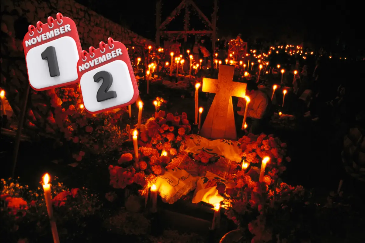 De fondo, celebraciones de Día de Muertos en la capital, 1 y 2 de noviembre en calendario. Foto: Canva