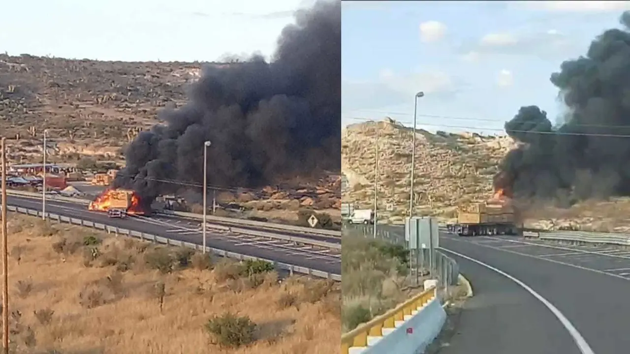 Supercarretera: Se incendia tracto camión cerca de la caseta Garabitos