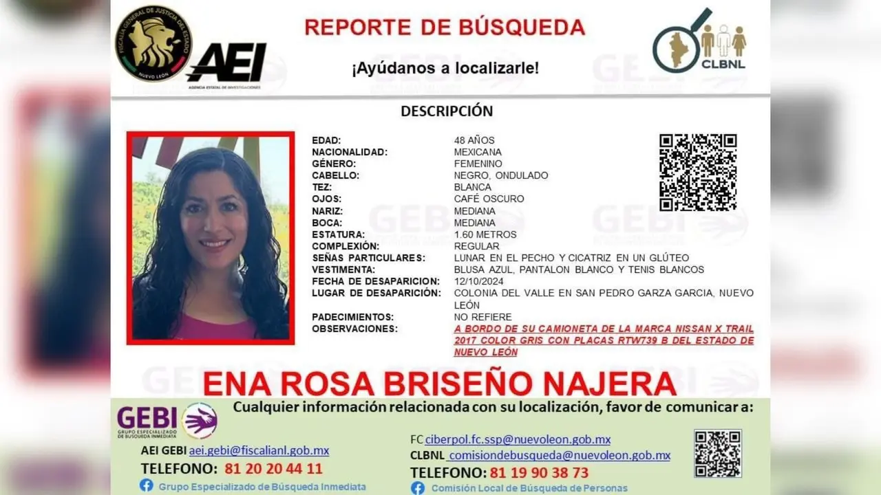 Ena Rosa Briseño Najera. Foto: Comisión Local de Búsqueda de  Personas.