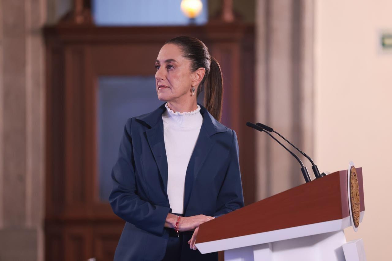 Claudia Sheinbaum en la conferencia de prensa Mañanera en Palacio Nacional. Foto: Gobierno de México.