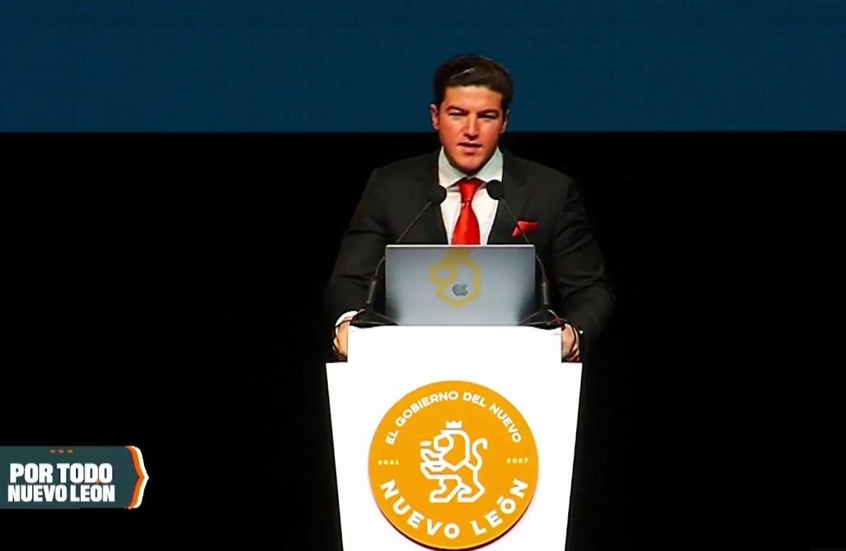 Samuel García en su tercer informe de Gobierno desde el Showcenter Complex. Foto: Gobierno de Nuevo León.