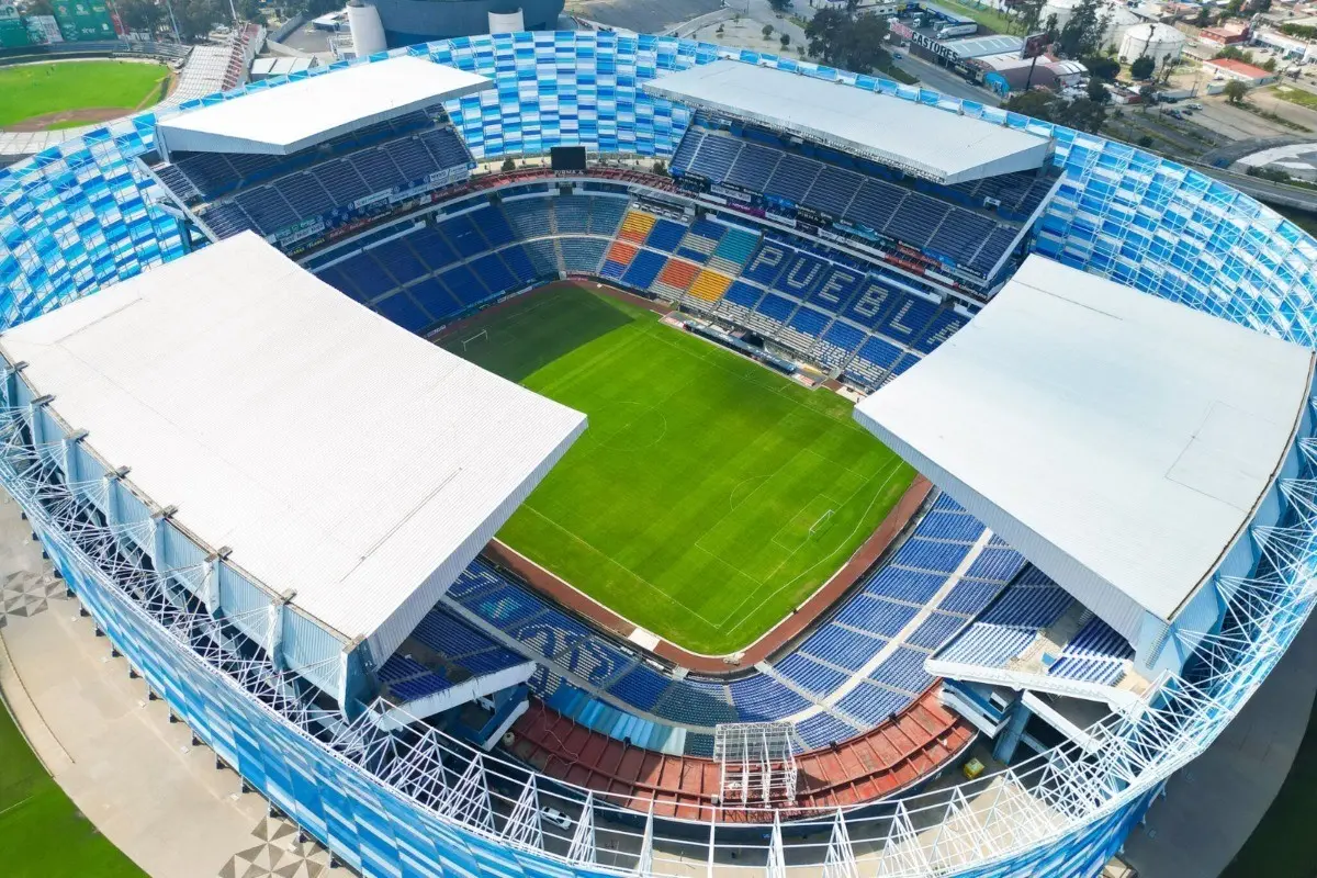 Toma aérea del Estadio Cuauhtémoc Foto: Facebook Estadios de México