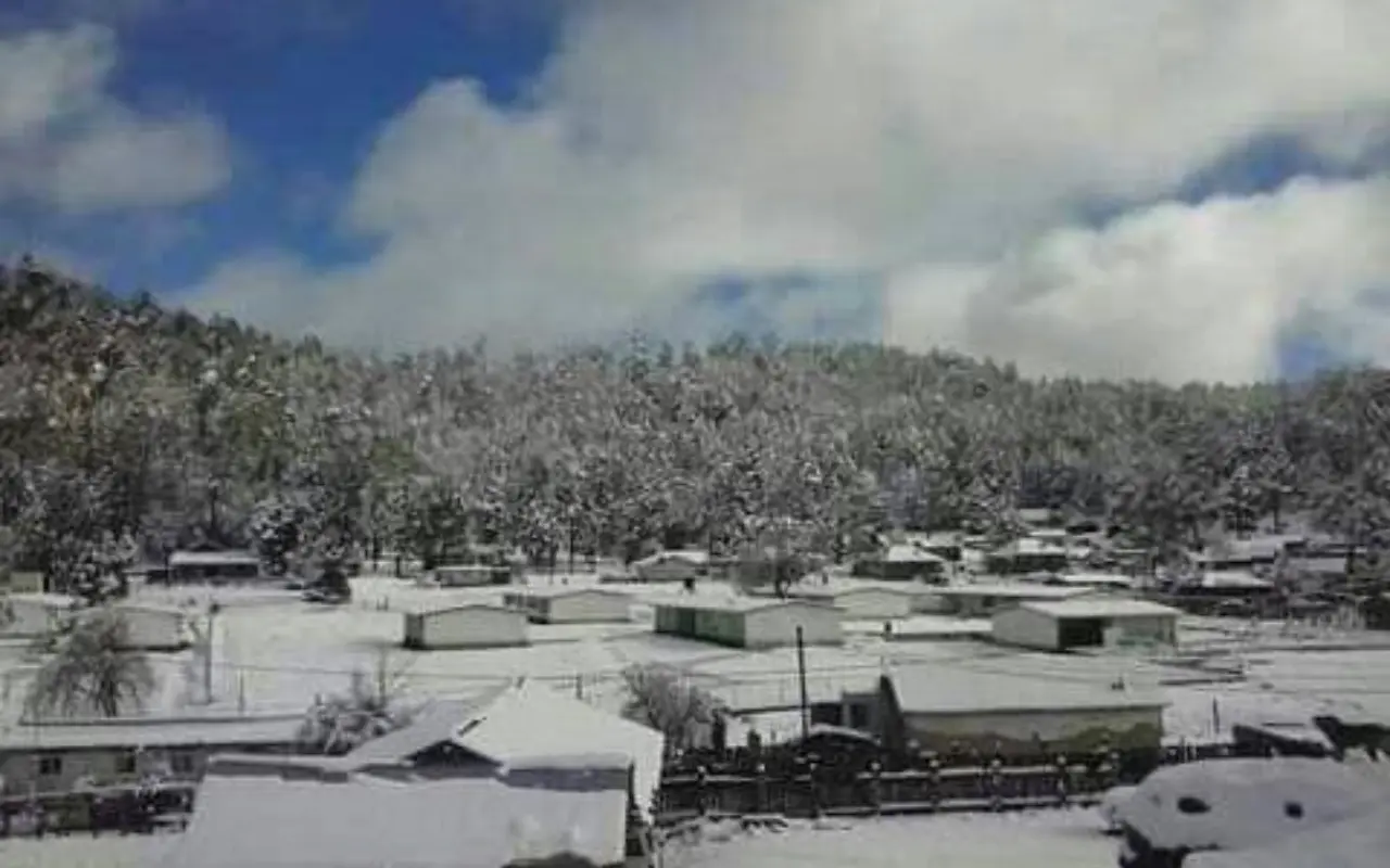 Comunidades de la Sierra de Durango se pinta de blanco durante el invierno.  Foto: Facebook El Clima Durango.