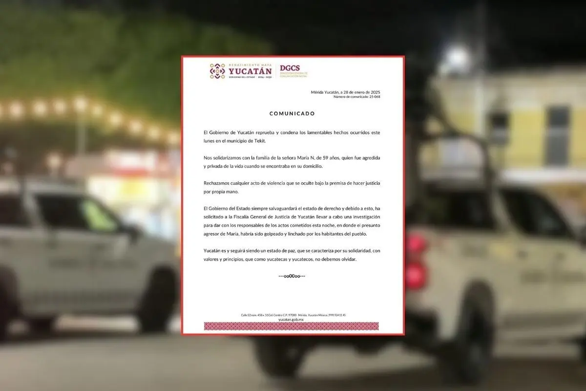 Tras los hechos ocurridos la noche de lunes en Tekit, el Gobierno del Estado de Yucatán lamentó lo ocurrido y señaló que  se realizarán las investigaciones para el deslinde de responsabilidades.- Fuente  Dirección General de Comunicación Social