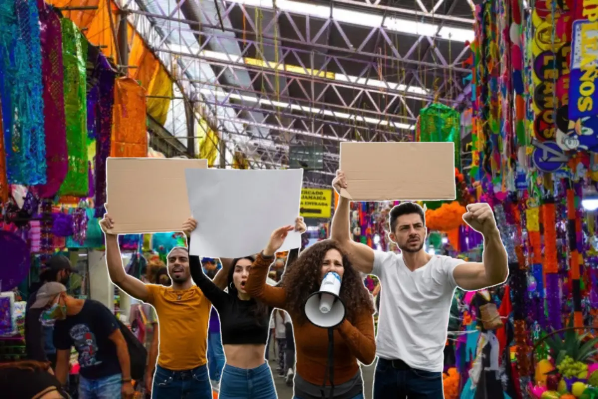 Manifestantes en Mercados de CDMX.   Foto: Food