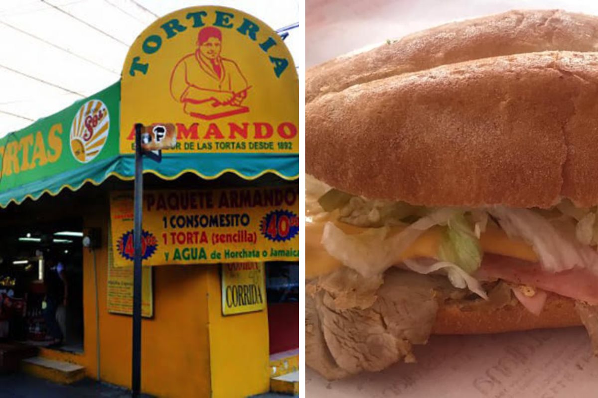 Fachada de tortería Armando y torta de La Texcocana. Foto: @cronicabanqueta | Canva