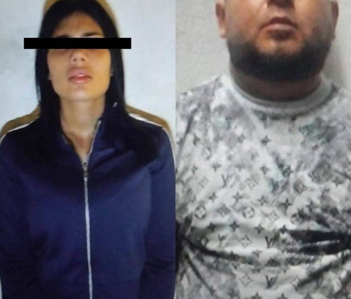 Giselle N al momento de ser detenida con el líder criminal. Foto: Fiscalía General de Justicia de Nuevo León.