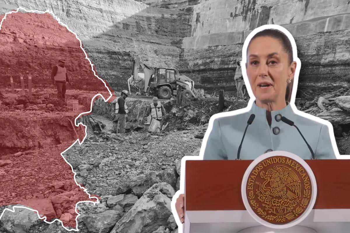 Claudia Sheinbaum habla sobre el rescate de mineros en el Pinabete, Coahuila / Foto: CNPC | Gobierno Federal | Canva