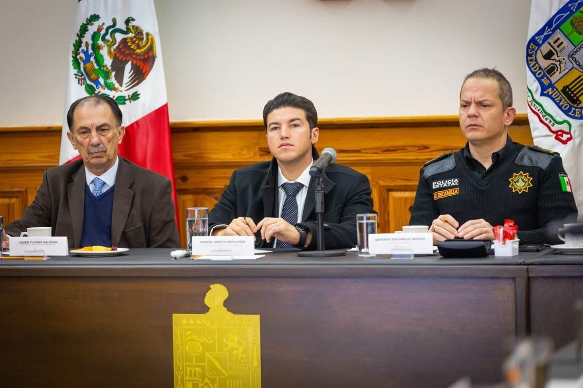 El Gobernador de Nuevo León, Samuel Alejandro García Sepúlveda, encabezó la mesa de seguridad en Palacio de Gobierno. Foto: Gobierno de Nuevo León