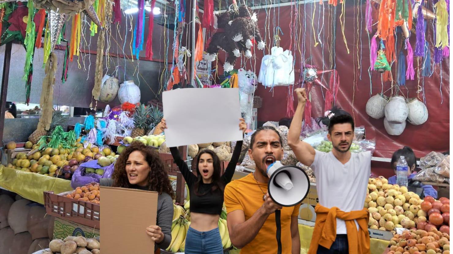 Mercado CDMX personas protestando I Foto: Freepik I Canva