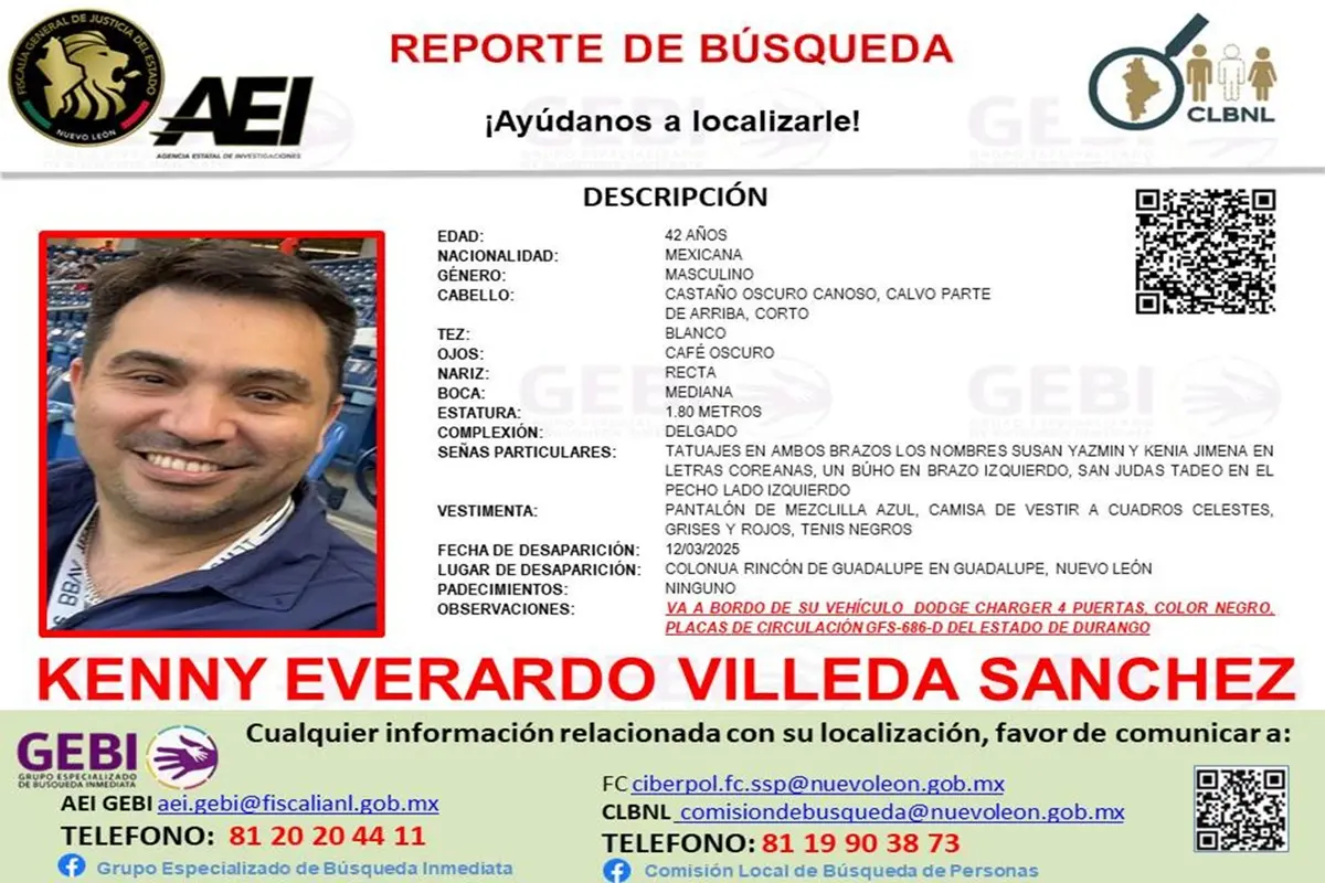 La colaboración ciudadana es fundamental en estos casos para agilizar las labores de búsqueda. Foto: Grupo Especializado de Búsqueda Inmediata