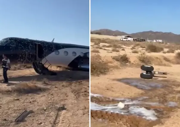 VIDEO | Jet privado se sale de la pista durante aterrizaje en Los Cabos