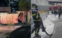 Pipa cargada de gasolina volcó en Periférico de CDMX, chofer resultó ileso