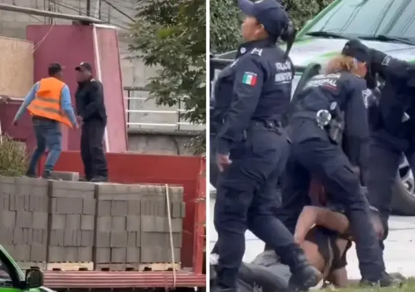 VIDEO | Graban enfrentamiento entre policías y trabajadores en Edomex