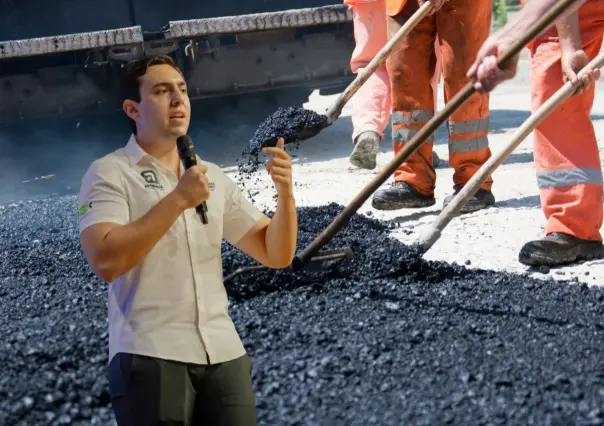 César Garza Arredondo supervisa de madrugada obras de pavimentación en Apodaca