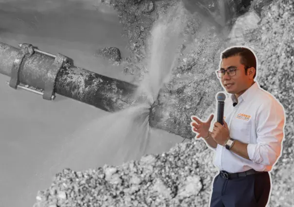 Atienden fuga de agua en Juárez con apoyo de Agua y Drenaje de Monterrey