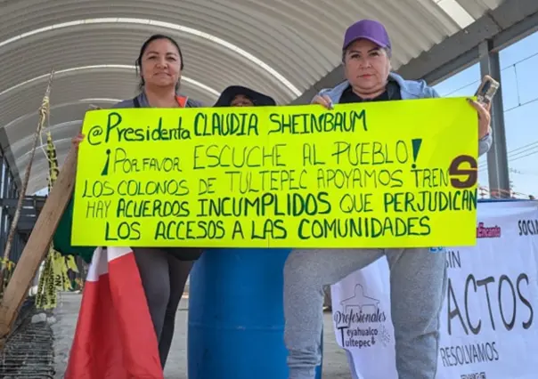 Vecinos de Tultepec detienen obras del Tren Suburbano al AIFA; denuncian daños en 27 viviendas